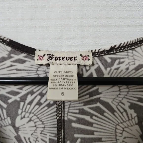 Wowmns Sz Small Y2K Forever 21 Babydoll Dress Brown Stretch Retro Hippie - Picture 3 of 7